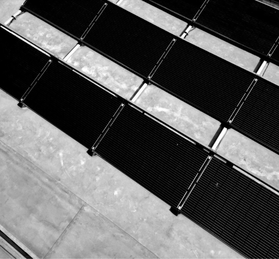 Aerial view of solar panels